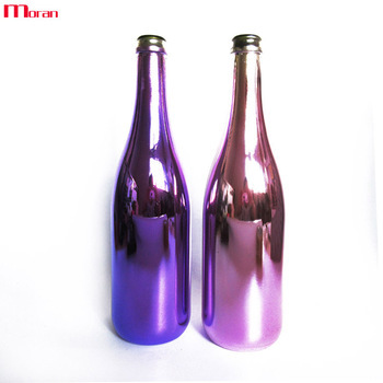 電鍍紅酒瓶驀然玻璃瓶定制絲印酒標(biāo)雕刻紅酒瓶噴涂瓶定制批量加工